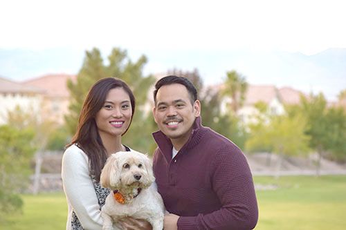 Dr. Aimee Villamayor with her husband and dog